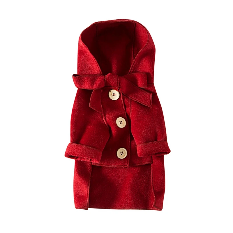 Зимняя одежда для собак для маленького, небольшого питомца пальто Теплый Собака Тренч с металлической кнопкой для щенка-Йорка мопс, чихуахуа, шерстяная ткань куртка для собак - Цвет: R