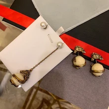 Популярные брендовые модные вечерние ювелирные изделия для женщин, бусины в виде лошадей, висячие серьги, серьги с искусственным жемчугом, винтажные стильные вечерние серьги