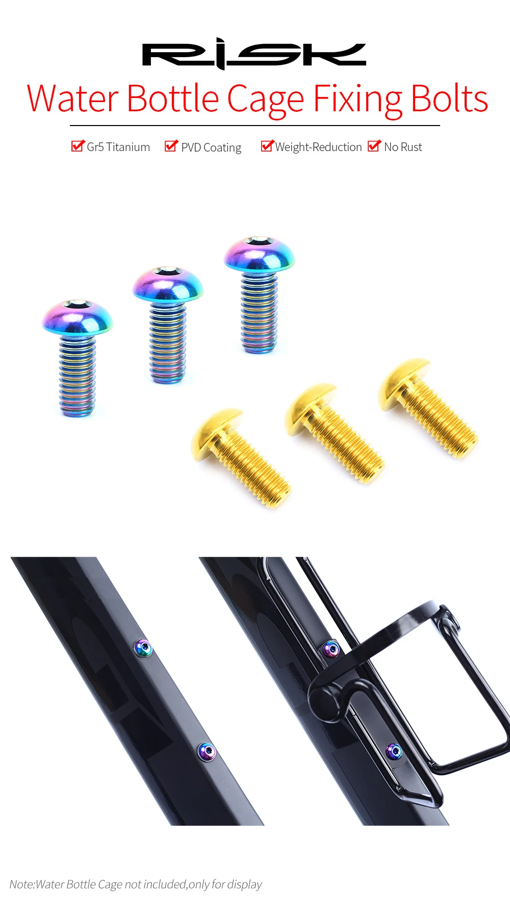 M5x12mm Titanium Bicycle Water Bottle Cage Bolt Bicycle Bottle Holder Screw N UQ