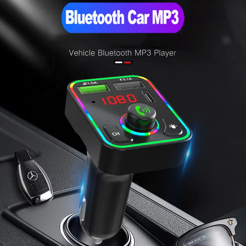 Led Light Bluetooth 5.0 Fm Transmitter Car Mp3 Player Wireless