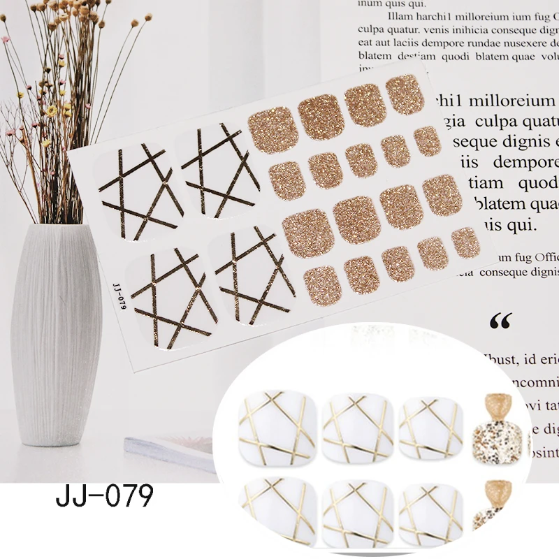 JJ-079 Lamemoria, новые стили, 22 типа, модные стикеры на ногти, предварительно разработанные водонепроницаемые наклейки, полностью обернутые ногти для ногтей, аксессуары для творчества - Цвет: JJ-079