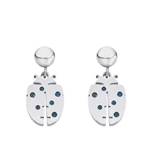 Модные серьги-гвоздики, 3 хрустальных камня, цветные серьги в форме божьей коровки, ювелирные изделия для женщин