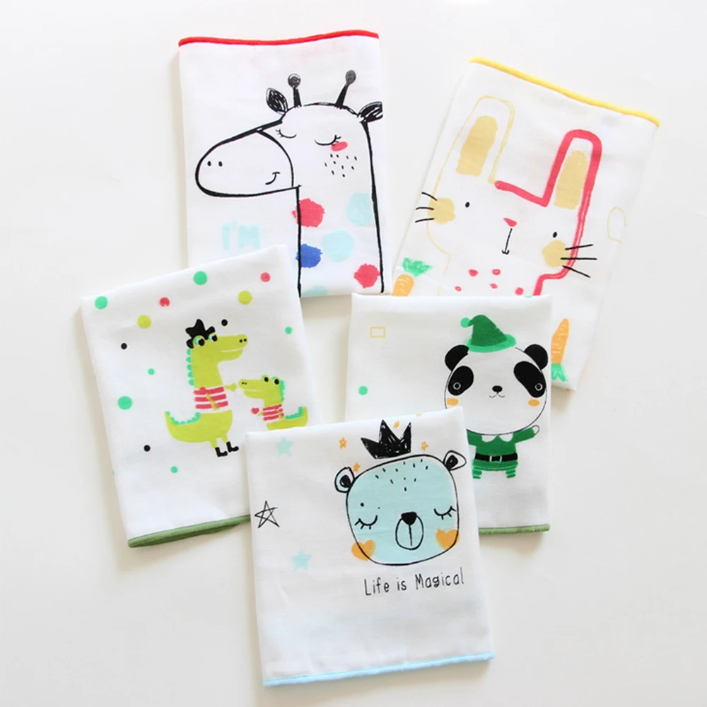 

30*30Cm Baby Towel Cartoon Animal Cute Ins Style 4 Layers Gauze Squares Cotton Spring Summer Kids Squares Saliva Baby Washcloth