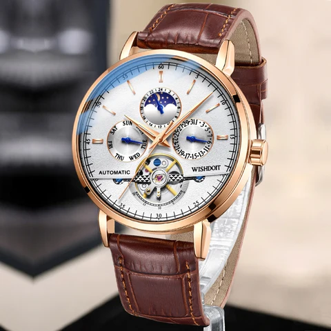 WISHDOIT الرجال الرياضة في الهواء الطلق الترفيه ساعة موضة السباحة مقاوم للماء مضيئة الرجال الميكانيكية ساعة يد Relógio masculino
