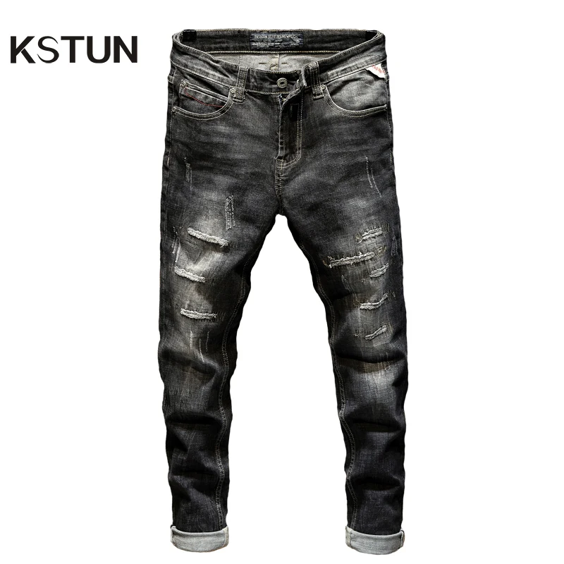 KSTUN Ripped Jeans for Men Slim Fit Stretch Fashion High Street Style Male Denim Pants Frayed Destroyed Vintage Mens Punk Jeans KSTUN Ripped Jeans for Men Slim Fit Stretch Fashion High Street Style Male Denim Pants Frayed Destroyed Vintage Mens Punk Jeans