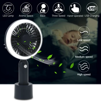 

BORUiT Portable Rechargeable Fans LED Light Mini Air Cooler Handheld Fan Travel Outdoor Home Office Cooling Air Conditioner
