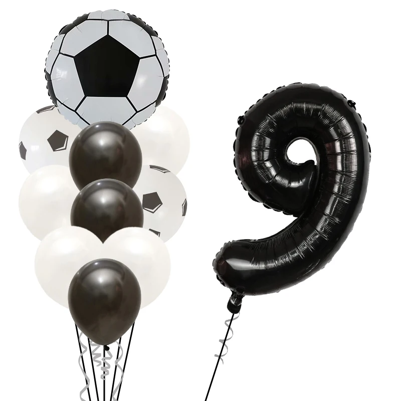 11 шт., вечерние воздушные шары в форме футбольного мяча, черные, белые латексные гелиевые шары с цифрами, спортивные вечерние шары для мальчиков - Цвет: Темно-серый