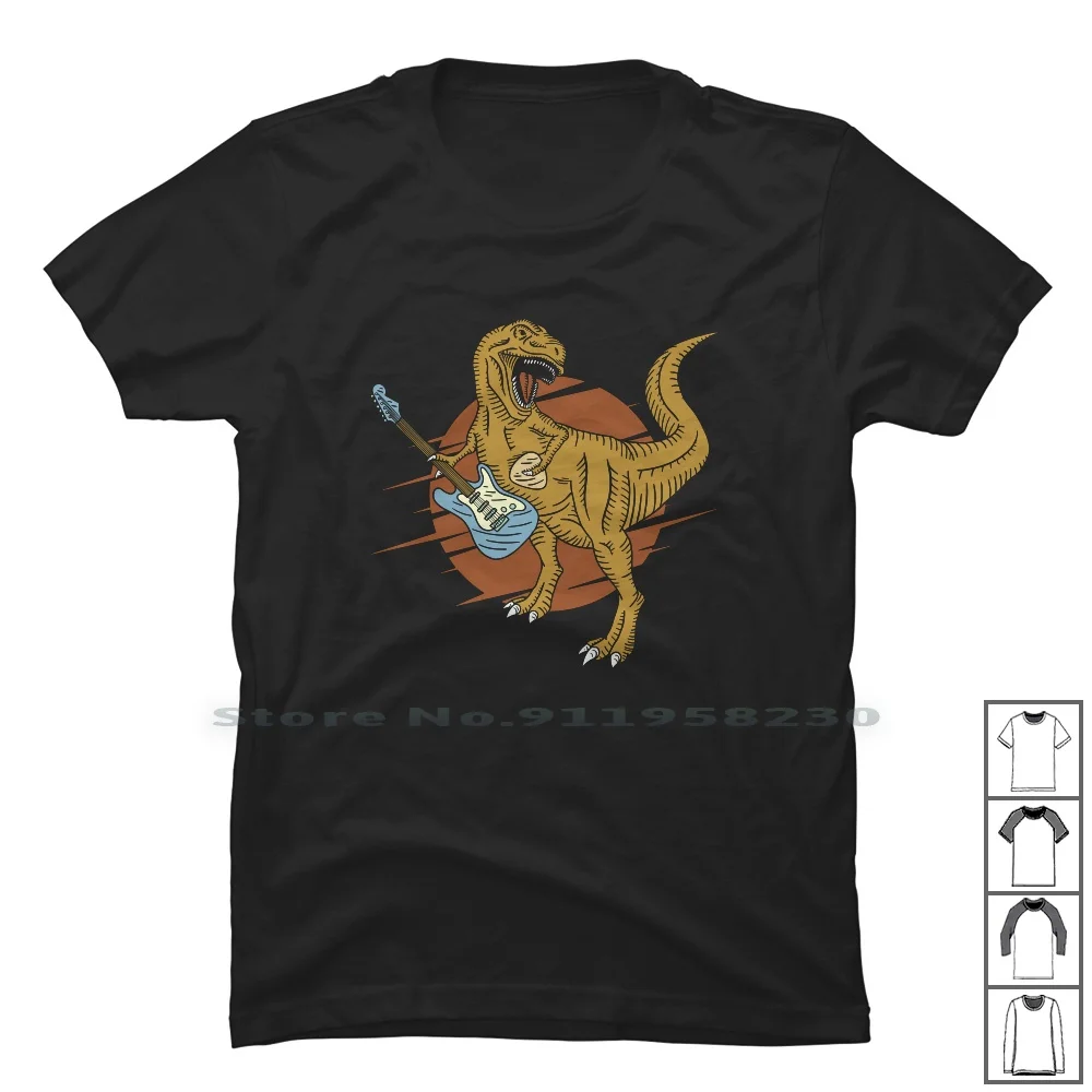 T Rex Music T Shirt 100% Cotone Dinosaur Parody Guitar Music Tage Meme Rex Age Us Me Music
