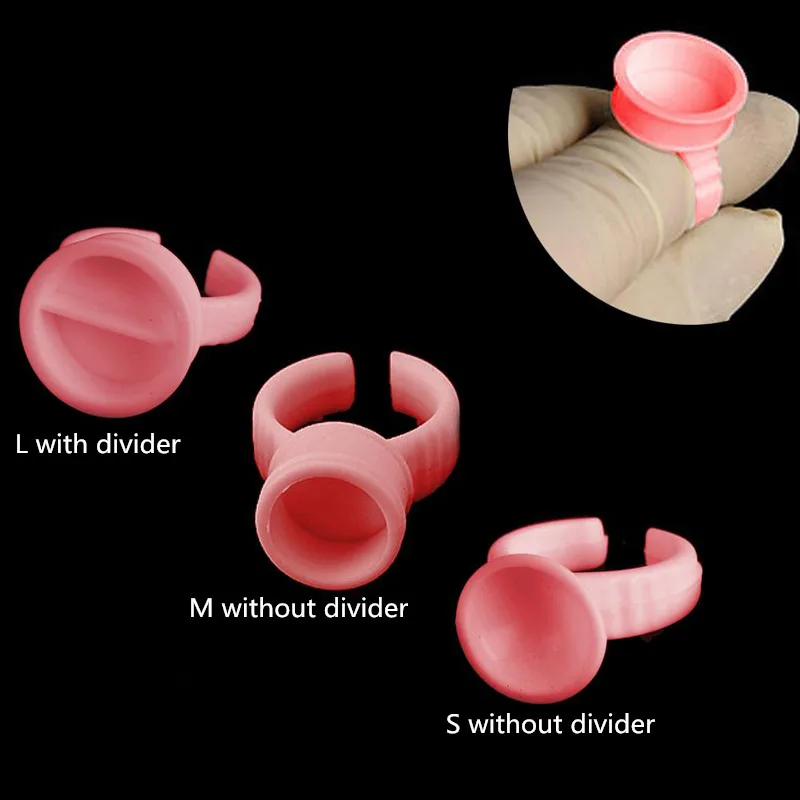 

100pcs Pink Disposable Anel Batoque Microblading Tattoo Ink Ring Cap Pigment Cups Glue Container Holder Grafting Eyelash Medium