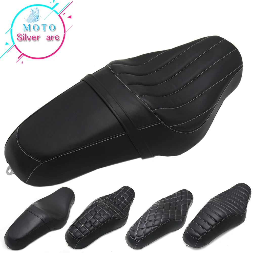 

Black Motorcycle Driver + Passenger Two Up Seat Sofa Seat Tour Back Seat Cushion For Harley Sportster 883 Iron XL1200