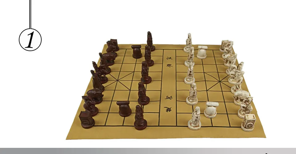 Easytoday Chinese Chess Games Synthetic Leather Chessboard Chinese Terracotta Warriors Resin Chess Pieces Table Games Birthday Gift (1)