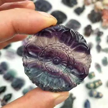 

Hand-carved natural colored fluorite flower of life as a gift 45MM