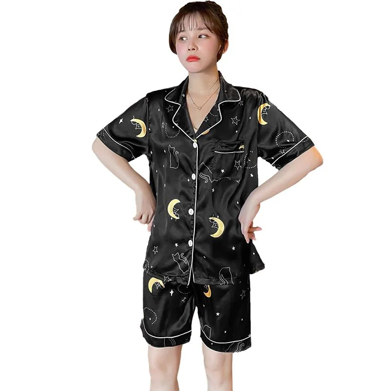 Silk Pajamas Plus Size Women Solid Cute Pajamas for Women Summer Nightwear Pajama Two Piece Set Satin Silk Pyjamas Loungewear