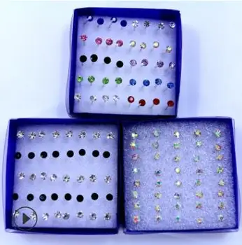 

20 pairs/set Colorful Crystal Stud Earrings Set For Women Jewelry Rhinestones Piercing Earrings kit Pack lots Bijouteria brincos