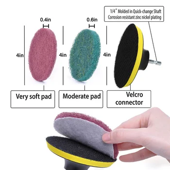 

22x Scouring Pads Drill Brush Bathroom Cleaning Tool Kit Sponges Sticky Disc Rod
