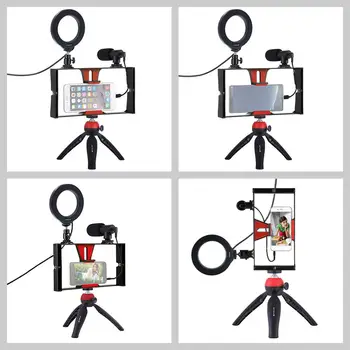 

Newest Smartphone Vlogging Rig Set Professional Kit LED Ring Light+Microphone+Tripod Phone Stand for Phones/Camera
