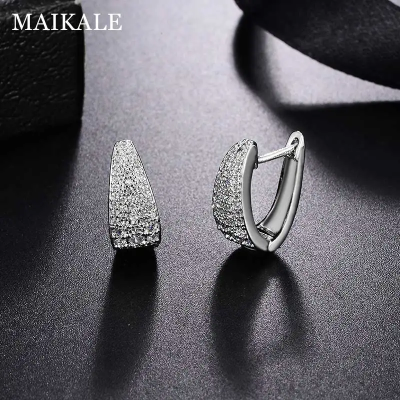 Женские круглые серьги гвоздики MAIKALE простые медные золотистого/серебристого