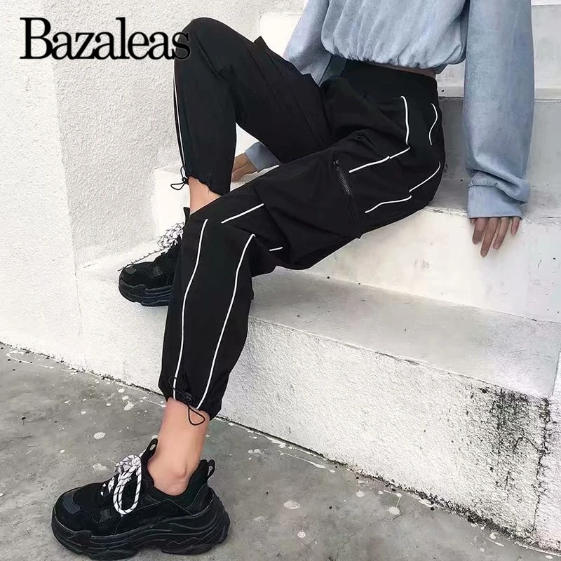 Женские уличные брюки карго Bazaleas черные штаны в стиле панк | Брюки  -4000174374288