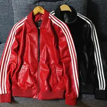 Новинка, мужская повседневная куртка из натуральной кожи, рукава из овчины, черные/красные бейсбольные куртки, большие размеры M-4XL