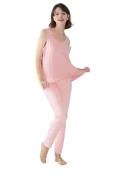 

Women'S Summer Autumn Heating Cotton Seamlessly Cut Double-Sided Plus Cotton Thermal Underwear Vest Suit Lingerie S-8XL