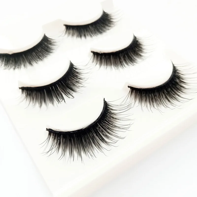 QSTY 3 pairs natural false eyelashes fake lashes long makeup 3d mink lashes eyelash extension mink 2