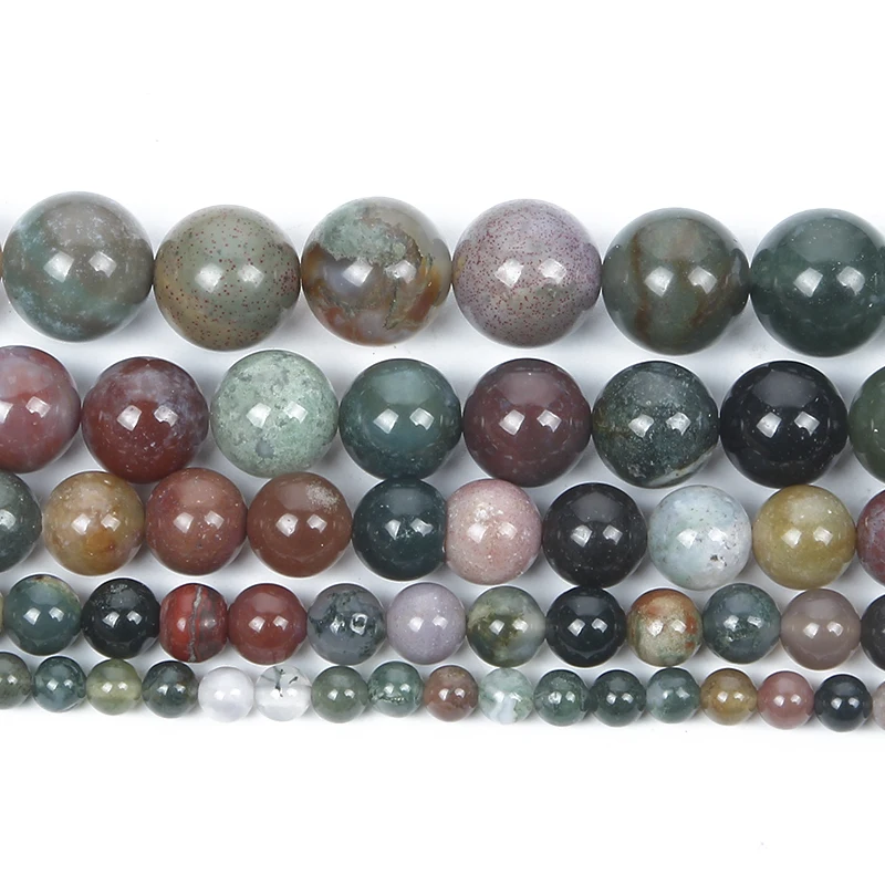 Wholesale 4 6 8 10 12mm Round Indian Agates Natural Stone Beads For Jewelry Making Loose Bead Charm Bracelet Necklace Handmade | Украшения
