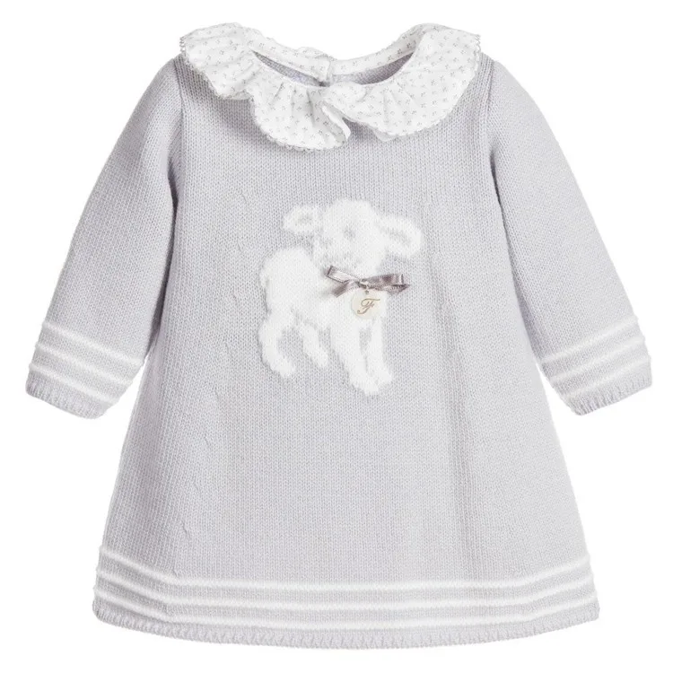 

Autumn And Winter Sheep Embroidered 2019 New Style Baby Dress Europe And America Brand Knitted Girls Children Shirt-