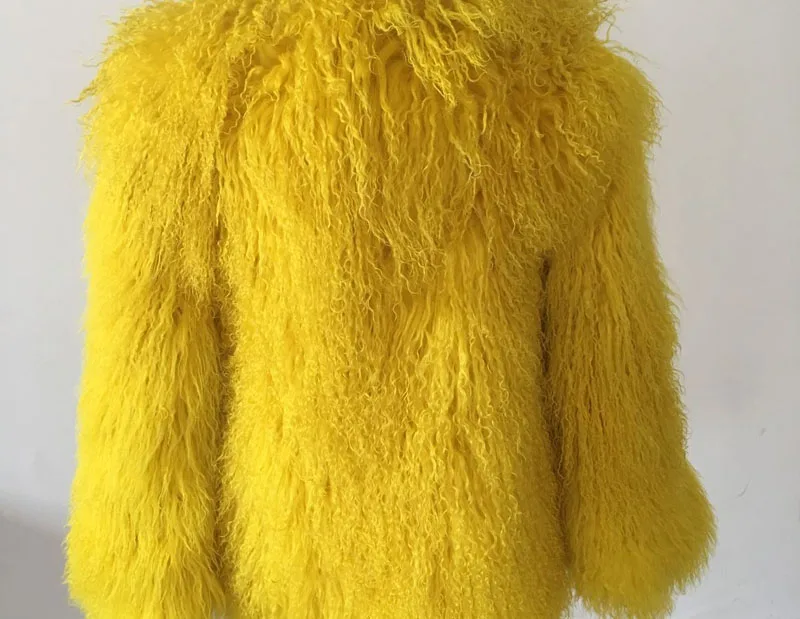 yellow Новая натуральная монгольская шуба женская меховая куртка из овечьей шерсти короткие меховые жилеты заказного размера плюс F1172 - Цвет: yellow