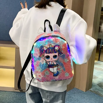

lol doll surprise rabbit ears sequins girl backpack small cartoon cute surprise doll sequins student bag shiny