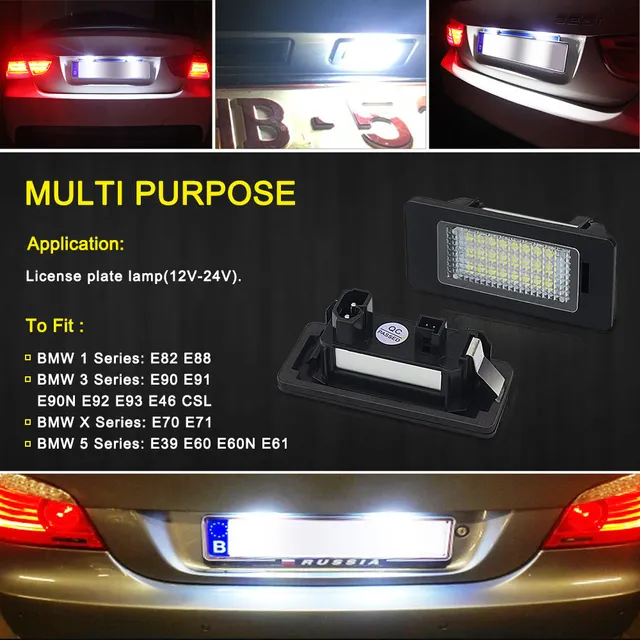 2x For BMW E60 E46 E90 License Plate Light No Error Led Number Plate Holder  Lamp For BMW E39 E60 E61 E91 E90 E92 E93 E46 CSL E82 - AliExpress