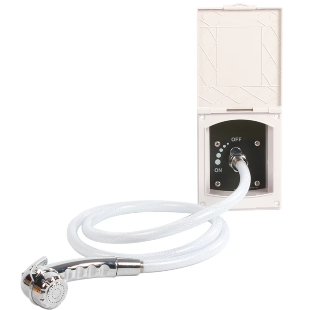 pressure water inlet/outlet white external shower box hidehi