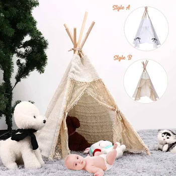 

80cm-Large Canvas Teepee Tent Kids Teepee Tipi House Children Tipi Tee Tent Kids Sleeping Newborn Photography Photo Props