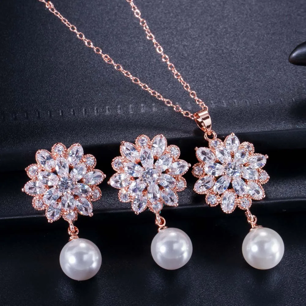 Комплект из колье и серёг с искусственным жемчугом|earrings set for women|necklace earring setset women |