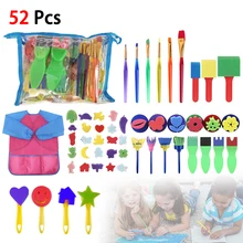 52Pcs Set Children's Painting Sponge Brush Combination Graffiti Painting Seal Kindergarten Painting Brush For DIY Creation