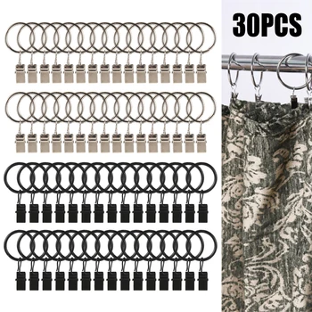 

30pcs Metal Openable Rings Curtain Clips Shower Curtain Rings Clamps Drapery Clips Bath Curtain Rod Clips Window Home Decoration