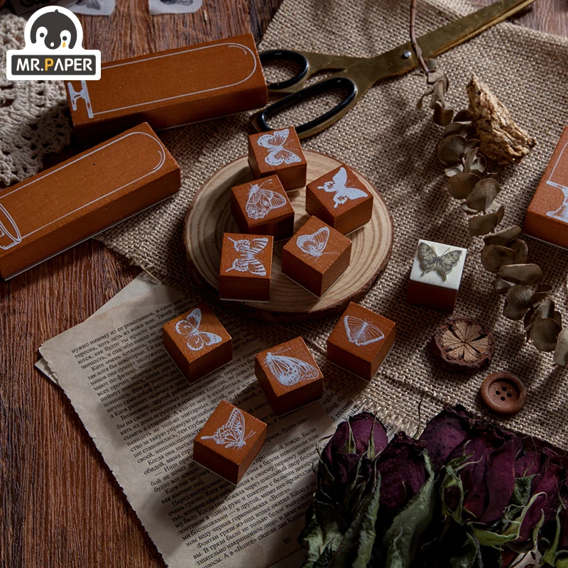 Mr.Paper Butterfly Specimen Retro Style Wooden Rubber Stamps Handal for Scrapbooking Deco Craft Wooden Stamps Standard Size Gifs 3 Mr.Paper Butterfly Specimen Retro Style Wooden Rubber Stamps Handal for Scrapbooking Deco Craft Wooden Stamps Standard Size Gifs 3