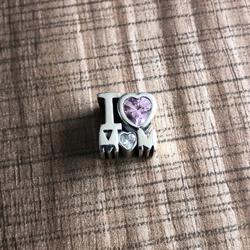 Hot Sale 925 Sterling Silver Letter New Pink Heart I Love Mom Charm Fit Original Pandora Bracelet DIY Jewelry Lover Gift | Украшения и