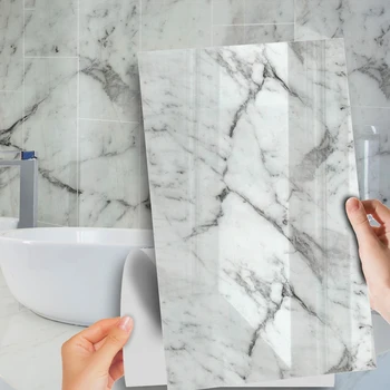 

2Pcs Imitation Marble Wall Sticker Waterproof PVC Adhesive Tile Sticker for Kitchen Bathroom Furniture Home Decor30X60cm-Dropshi
