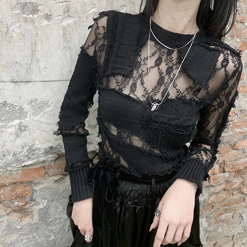 XITAO Sexy Style Blouse Fashion Hollow Out Lace