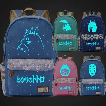 

Blue Luminous Cartoon Anime My Neighbor Totoro Cute Cat Flowers Dot Boy Girl School bag Bagpack Teenagers Canvas Backpack