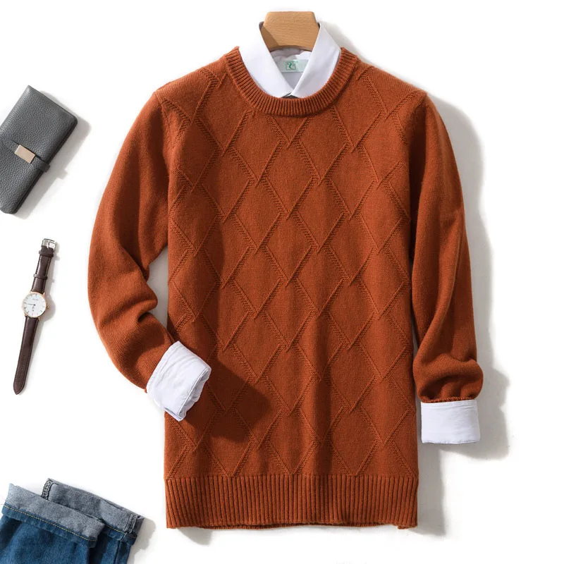 Cashmere sweater men pullover autumn winter clothes hombre robe pull homme hiver man Business casual plaid sweaters men sweater
