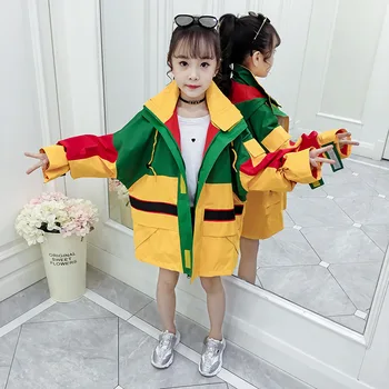 

Long Girls Casual Jacket Spring/Autumn New Kids Girls Loose Long-sleeved Jacket Cute Pretty Girl Blouse Teenage Girls Sportswear