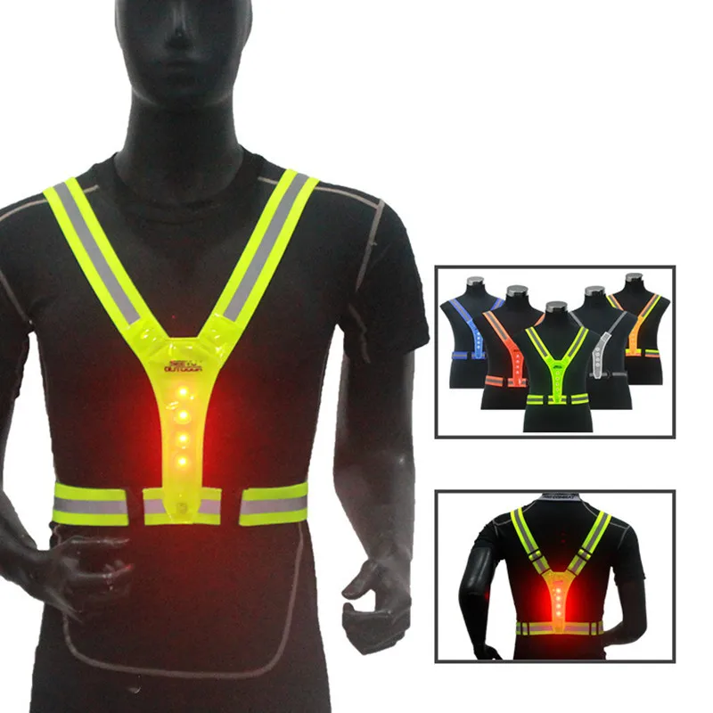 

Reflective Vest Stretch LED Men's Traffic Safety Ladies Night Protection Soft Breathable Top Sports Reflective Material Vest