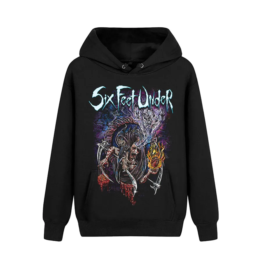 6 designs pollover Sweatshirt Nice Soft Warm Six Feet Under Rock black hoodies punk heavy metal sudadera Demon Skull fleece