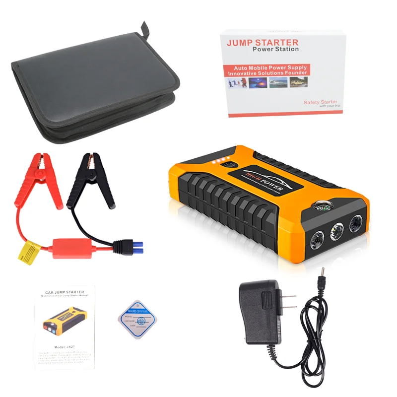 Мощный автомобильный стартер power Bank 600A портативный автомобильный аккумулятор бустер зарядное устройство 12 В пусковое устройство бензин дизель jumpstarter - Цвет: JX27 leather bag-Y