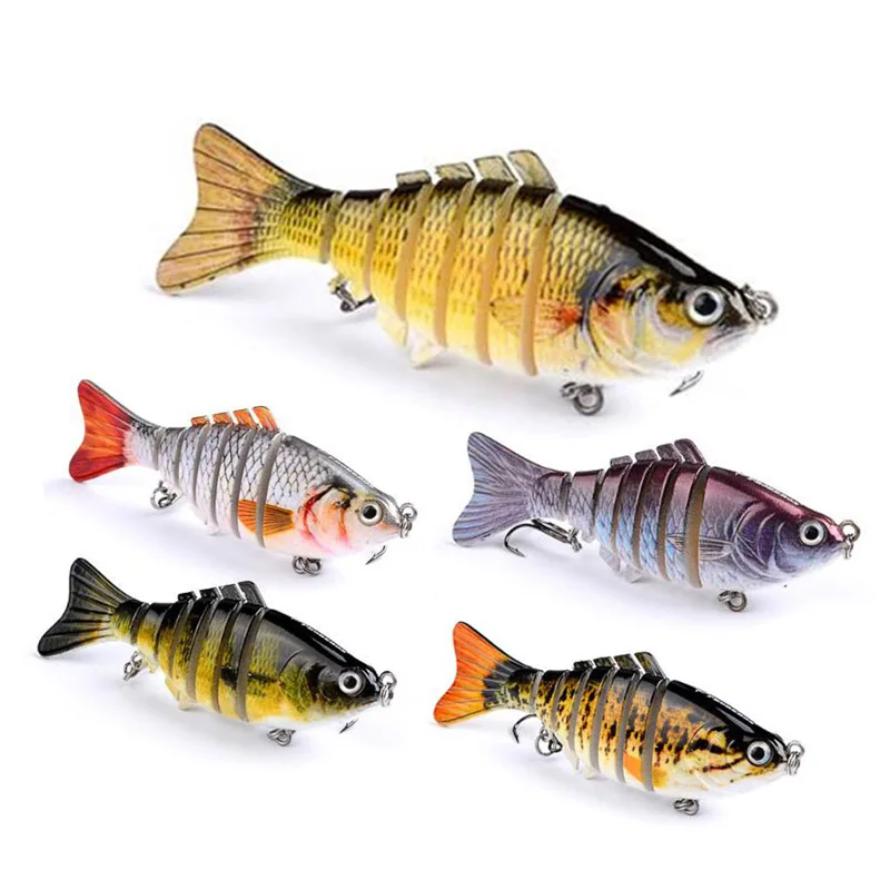 

1PCS Winter Fishing Gear Bionic Lifelike Eyes Swimbait 7 Segment Bionic Bait Treble Hooks Fishing Lure For Fish Tackle Lure