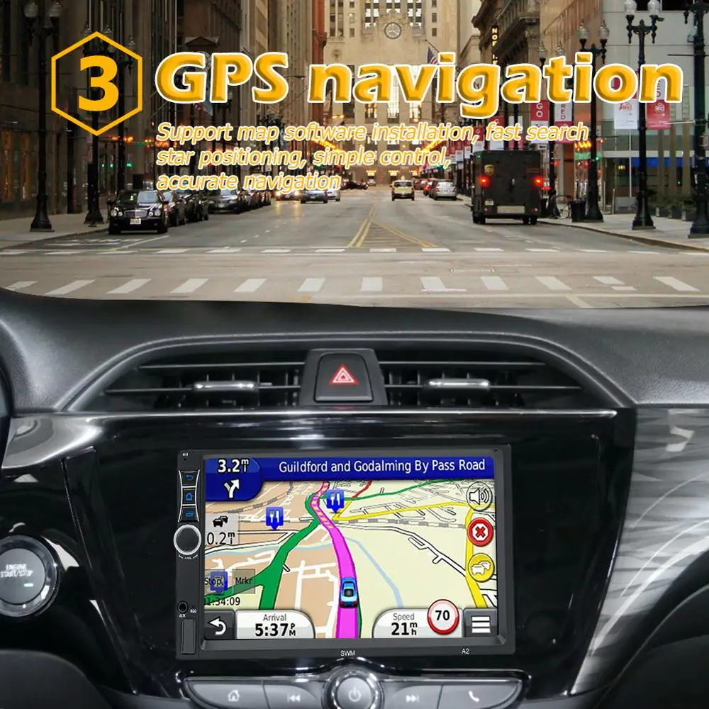 Автомагнитола SWM A2 7 дюймов Android 8 1 Bluetooth Wi Fi USB радио приемник GPS для вождения
