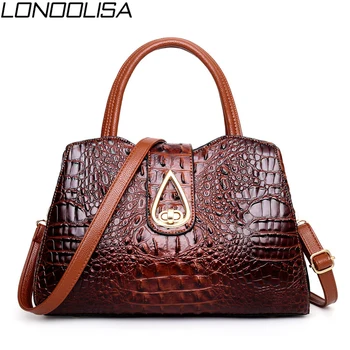

Vintage Ladies Tote Bags Classic Crocodile Pattern Luxury Handbags Women Bags Designer Elegant Crossbody Bags For Women 2019