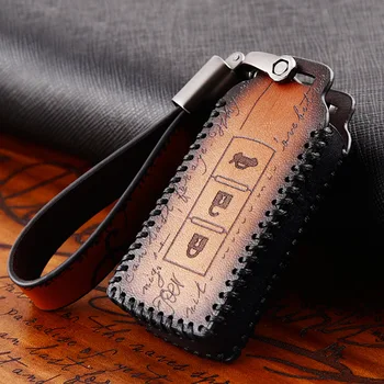 

Genuine Leather Car Key Case Cover Holder Skin Shell for Mitsubishi Outlander Lancer 10 Pajero Sport EX ASX Colt Grandis L200