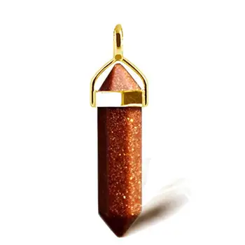 

Quartz Point Pendant Charm Goldstone Diy Natural Stone Jewelry Accessories Gold Healing Reiki Chakra Jewelry Findings 2017 New